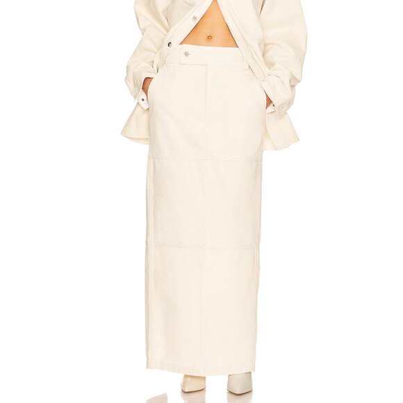 Helsa Denim Maxi Skirt in Ecru - Picture 1 of 10